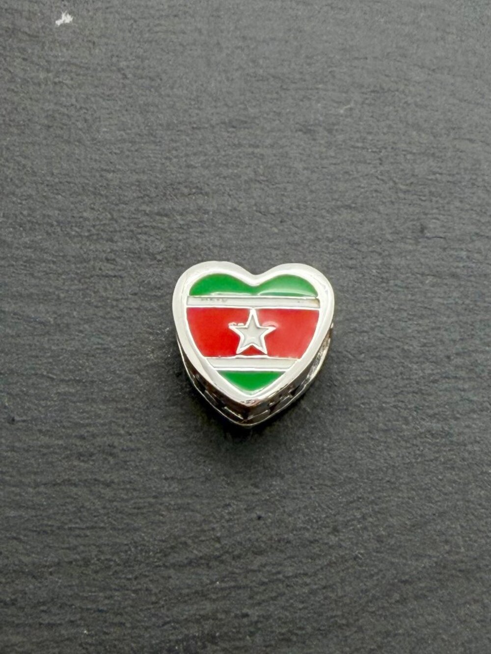 Pandora Suriname Flag I Love Suriname Heart Charm Sterling Silver Jewelry